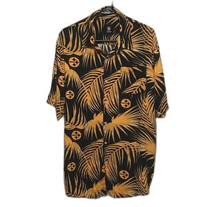Pittsburgh Steelers NFL Men's XL Hawaiian Shirt - Black/Gold Tropical Palm Print
